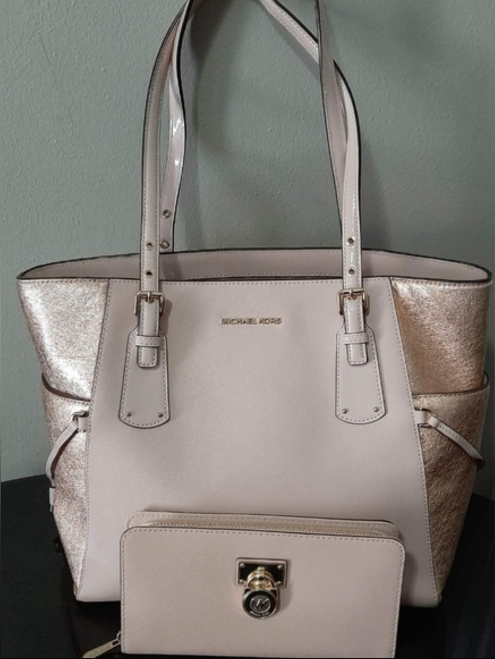 MICHAEL KORS Ballerina🩰Pink "Voyager" Tote & "Hamilton" Wallet 2 Pc Set